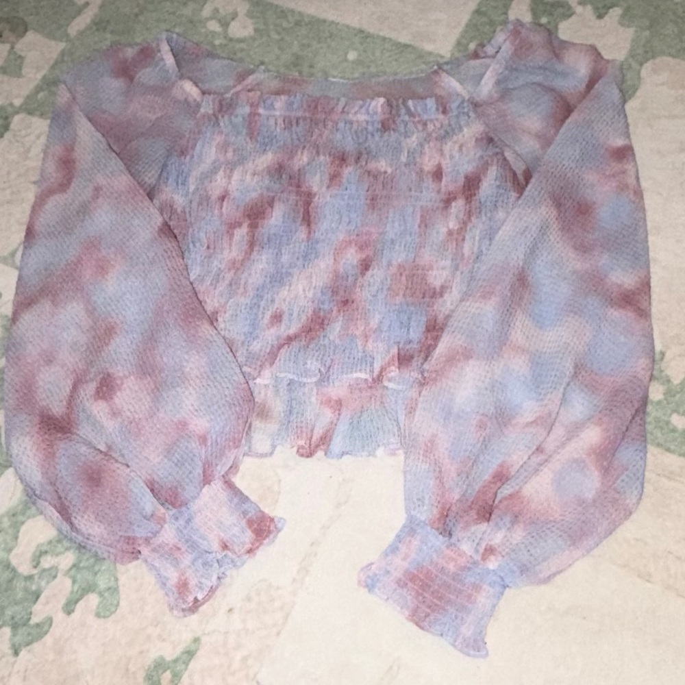 Sheer Blue and Pink Blouse